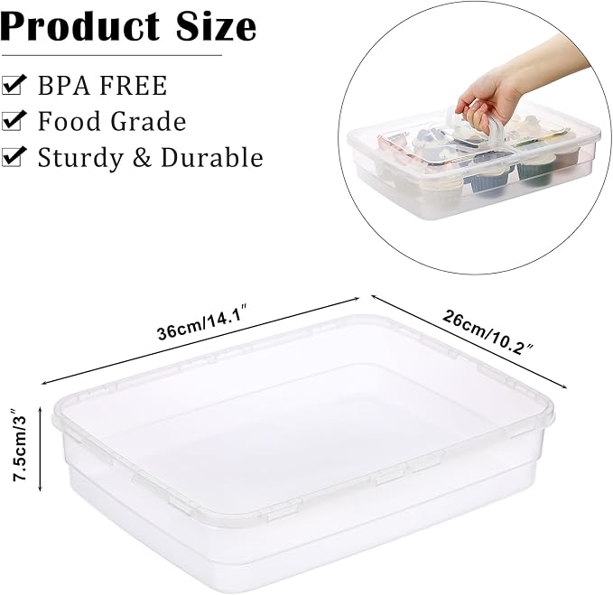 BSTKEY Pizza Dough Proofing Box, 14 x 10.3Inch Large Capacity Container, Fits 4-6 Dough Balls, Household Tray With Carry Handle