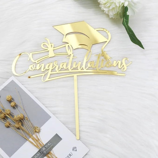 Congratulations 2026 Graduation Cake Topper,Congrats Grad Cake Decor - 2026 High School/College/Senior Graduation Party Decorations Supplies (gold Acrylic)