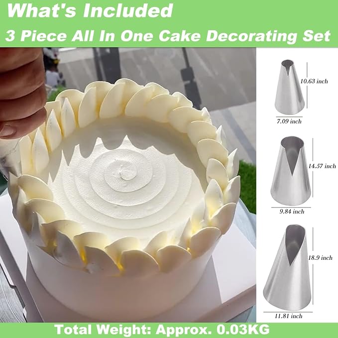Silver Russian Piping Tips Set, 3 Pcs Cake Decorating Tips V-shaped Wave Nozzles Piping Kit Cupcake Tips for Pastry Cupcakes Cakes Cookies Decorating Stainless Steel Kitchen Gadgets，Kitchen Utensils