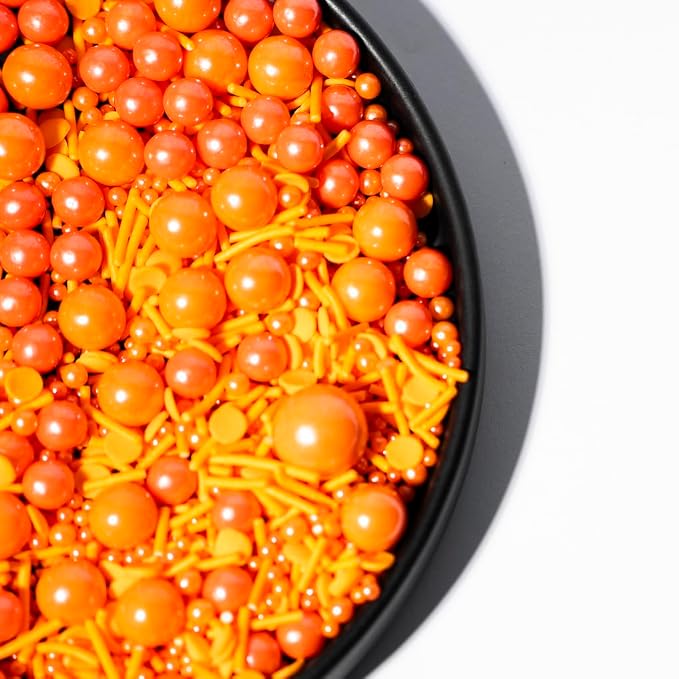 NIPEOR Orange Sprinkles,Edible Pearl Sprinkles 4.6oz/130g Mixed Edible Sprinkle Topping Sprinkles,Sprinkles for Cake Decorating,Cupcake Sprinkles,Sugar Candy Sprinkles (Orange Slice pearls mix)