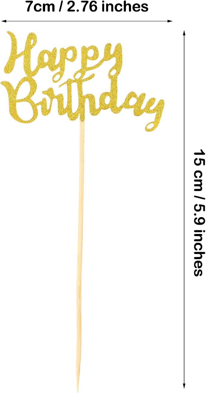 Boao 64 Pieces Happy Birthday Cupcake Toppers Glitter Cake Topper Picks Dessert Topper Decoration for Birthday Party Anniversary Celebration, 8 Colors