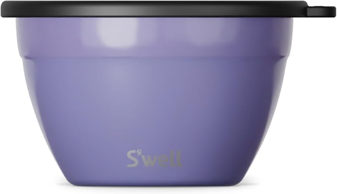 S'well Stainless Steel Salad Bowl Kit 64oz, Hillside Lavender, Comes with 2oz Mini Canister and Removable Tray for Organization, Leakproof, Easy to Clean, Dishwasher Safe (Pack of 8)