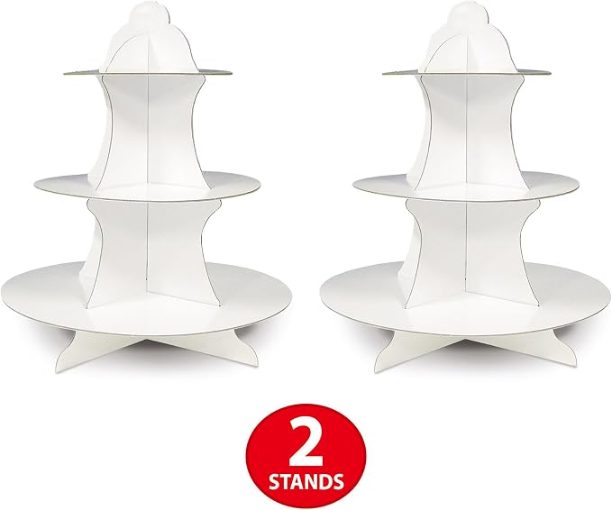 Beistle Cupcake Stands, 13.5", White, 2 Piece Pack