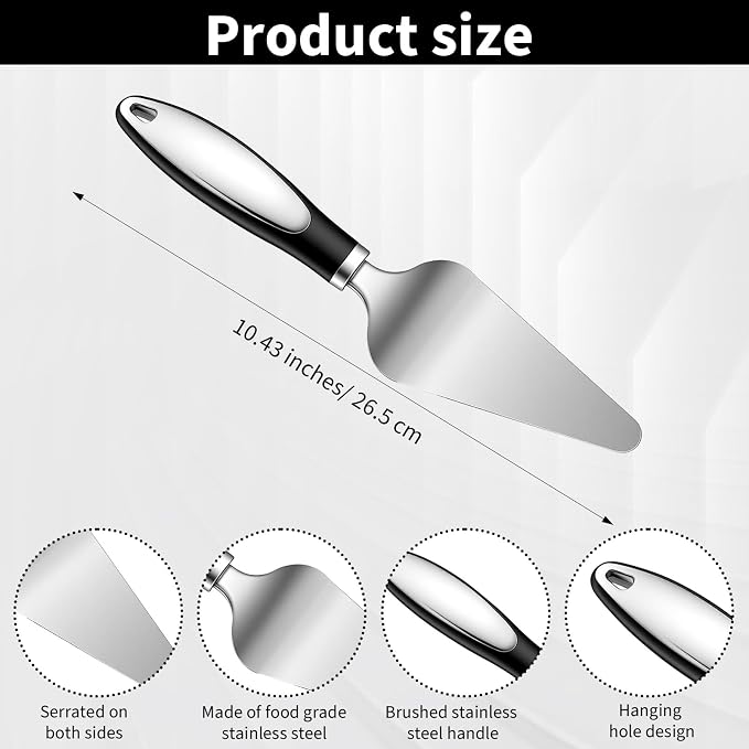 2 Pcs Cake Cutter And Server Pie Spatula Set Stainless Steel Cake Slicer, Pizza Tart Dessert Cutter, Silver Kitchen Baking Tool For Cakes Loaves Eggs And More