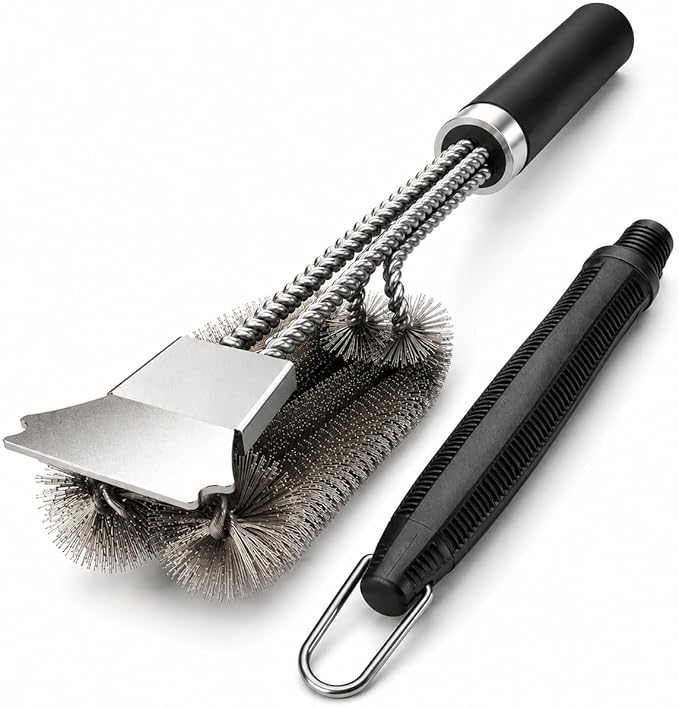 Grill Scraper Tool Stainless Steel Griddle Scraper for Blackstone Flat Top Grill, Heavy Duty BBQ Cleaning Scraper with Adjustable Handle, Metal Scraper for Cast Iron, Kitchen & Outdoor Cooking