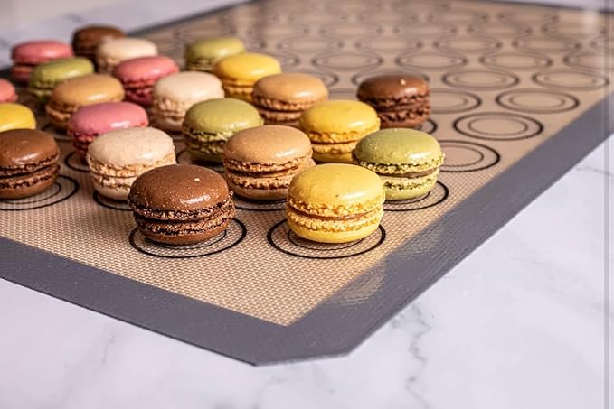 Macaron Silicone Baking Mats - Set of 10 - Full Size - 16 x 24inch, Non-Stick Macaron Mat for Perfect Baking - Dishwasher & Oven Safe, Ideal for Macarons, Cookies, Bread, and More