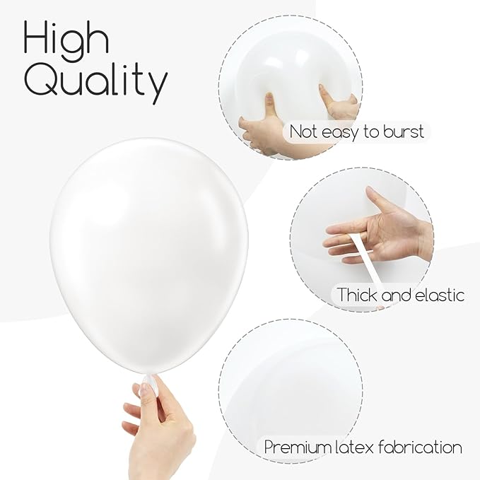 120pcs White Balloon Arch Kit, 18 12 10 5 inch White Latex Balloons Different Sizes Balloon Garland for Engagement Bachelorette Bridal Shower Wedding Party Birthday Decorations