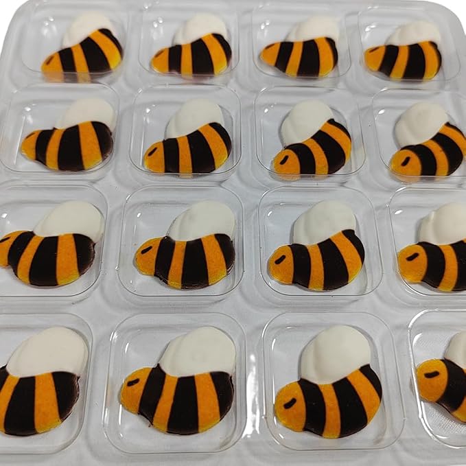 Edible Candy 3D Bee Cake Decorations Dessert Sugar Sprinkles for Cake Decorating Cookie DIY Cupcake Topper Icing Frosting Decoration Birthday Halloween Christmas Party Supplies