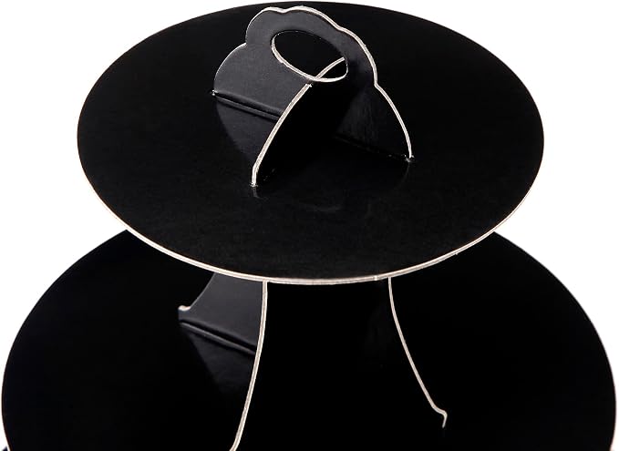 YLDW Cupcake Stand, 3-Tier Cupcake Stand Display, Cardboard Cup Cake Tower Stand, Disposable Dessert Stand for Birthday Tea Party Baby Shower Treat Decorations, Black