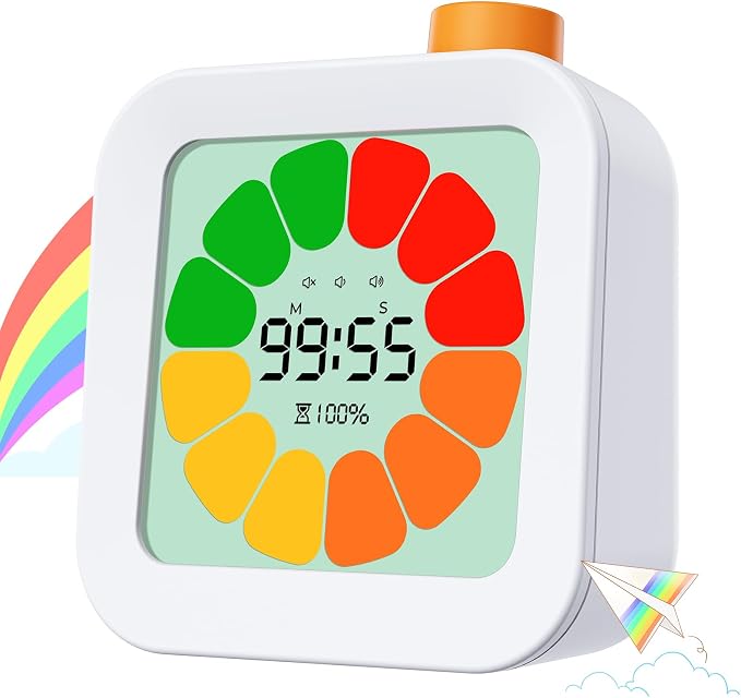 EooCoo Cute School Supplies Visual Timer for Kids, ADHD & Autism, Digital Countdown with Clear Petal-Style Visual Time Progress, Easy-to-Use Time Management Tool for Calm Transitions, Classroom & Home