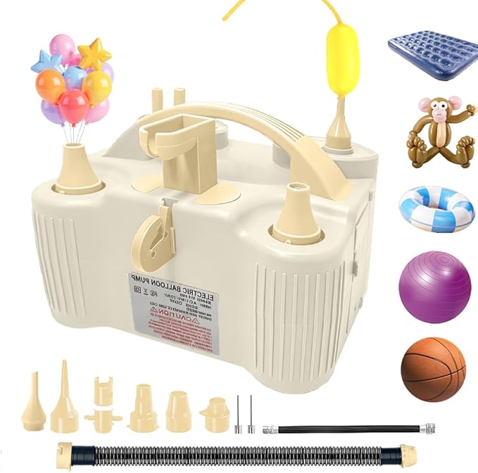 4-in-1 Electric Balloon Pump for All Balloons, Inflatables, and Sports Balls, Portable High Power Triple Inflating Ports for Latex Foil 260q Mylar Balloon