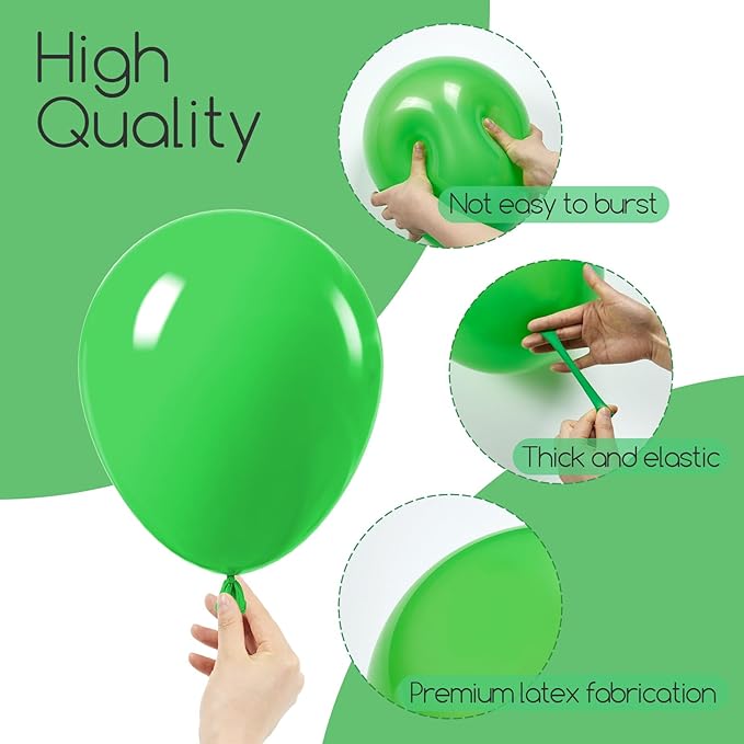 120pcs Green Balloon Arch Kit, 18 12 10 5 inch Green Latex Balloons Different Sizes Balloon Garland for Birthday Baby Shower Tropical Party Decorations