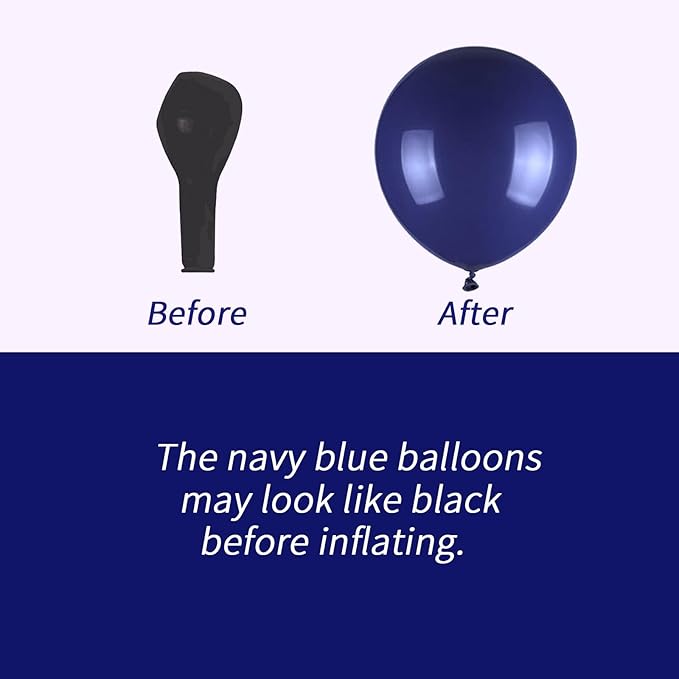 136pcs Navy Blue Gold White Balloons Garland Arch Kit,18 12 10 5 Inch Different Sizes Pack Party Latex Balloons for Valentine’s Day Birthday Holiday Party Decorations