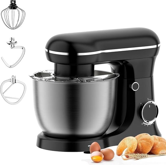 Electric Stand Mixer With Bowl 6.5QT Stainless Steel, 10 Speeds Kitchen Stand Up Mixer for Baking Cakes Cookie Bread Salad Food with Egg Whisk, Dough Hook, Flat Beater - Portable Baking Mixers
