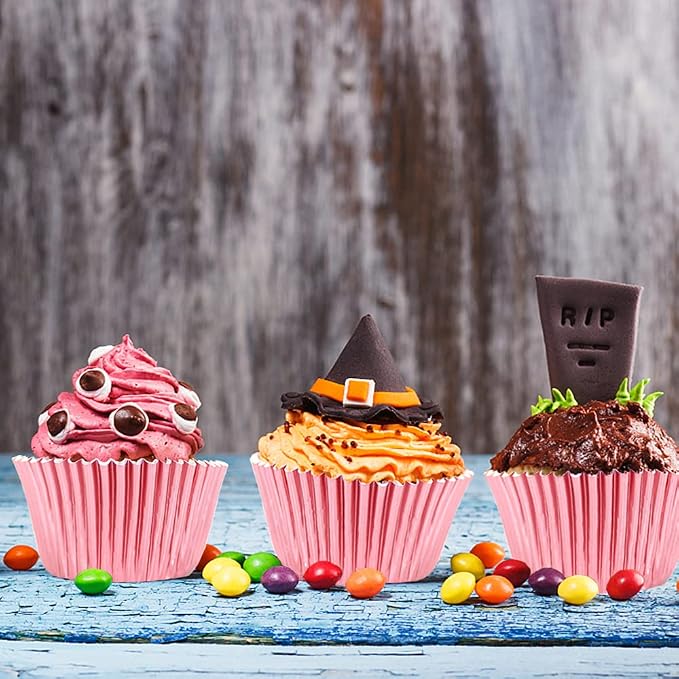 Rose Gold Cupcake Liners,GOLF 100Pcs Standard Size Rose Gold Foil Cupcake Liners Wrappers Metallic Baking Cups,Muffin Paper Cases