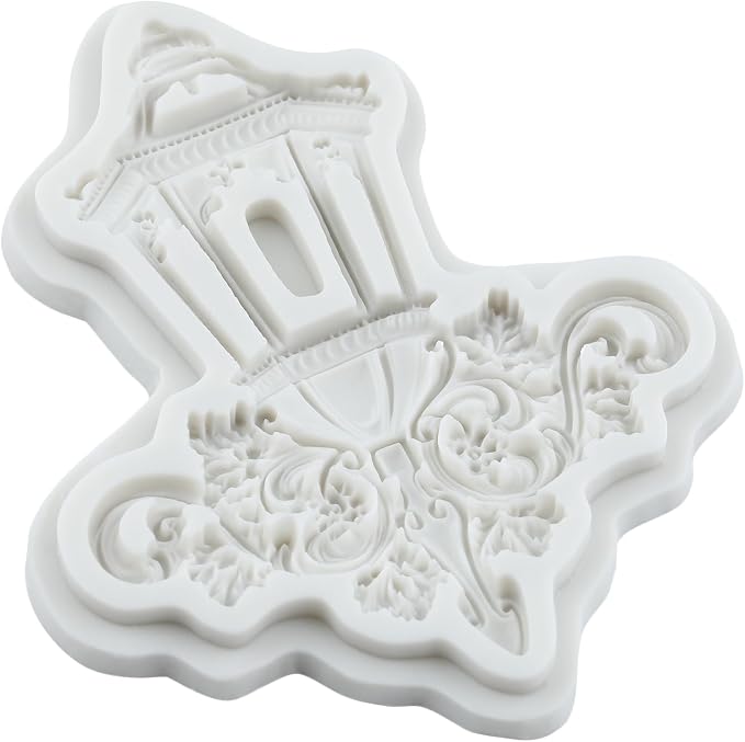 Vintage Street Lamp Silicone Mold Baroque Wall Light Fondant Molds for Cake Decorating Cupcake Topper Chocolate Candy Polymer Clay Gum Paste