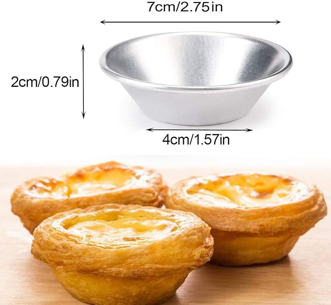 20Pcs Egg Tart Molds, Mini Tart Pan for Baking, Aluminium Puto Mold Pie Tins Cupcake Pudding Cups Mould