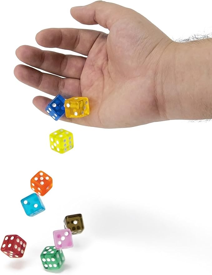 Brybelly Bulk Dice for Board Games, Casino Games & Tabletop RPGs - D6 Standard 16mm Game Dice Pack - Variety, 50 Count