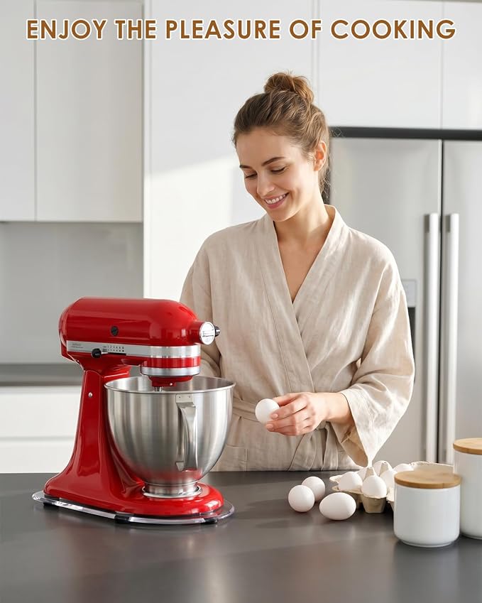 360°Rotating Mixer Slider Mat, Compatible with KitchenAid 4.5-5 Qt Tilt-Head Stand Mixer & Artisan Series, Clear Acrylic Thickened Sliding Tray, Countertop Storage & Moving Accessories