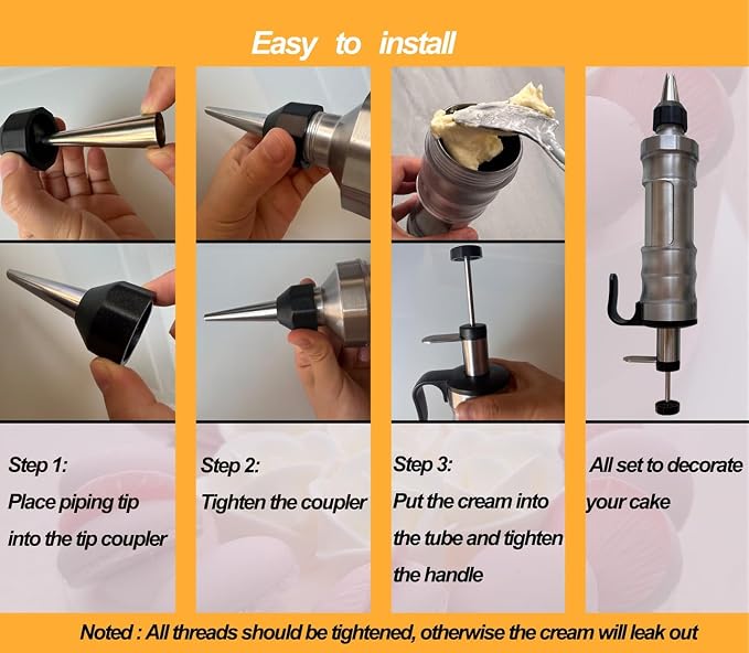 Dessert Decorating Piping Syringe Set Cake Decorating Tool | Cookie Gun Press, 6 Piping Icing Nozzles, For Baking, Cupcake, Deviled Eggs, Icing Decoration Gun, Frosting Piping Kit