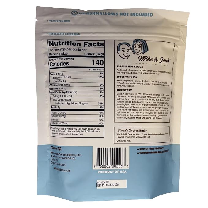 Mike & Jen's Hot Cocoa Mix - Rich and Creamy Chocolate Powder Drink, Bulk Size, 2.5 LB (40 oz), 35 Servings