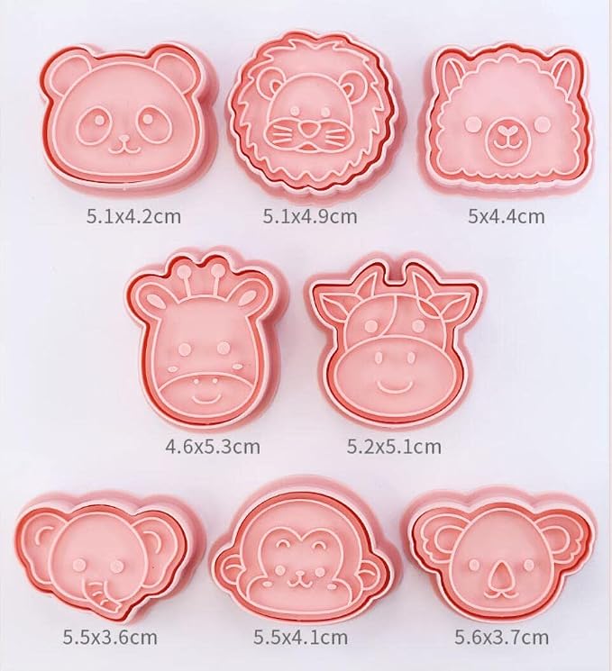 8 Pieces Cute Animals Cookie Cutters Plastic Panda Cookie Stamps Animal Cookie Mould Press Koala Cookie Mould Set Baking Kitchen Tools (Animals B)