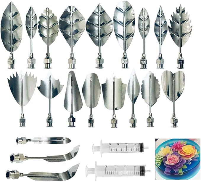 Gelatin Jelly Art Starter Kit, 3D Flower Cake Decorating Tool, Set of 20 Piece DIY Needle Tips Pastry Tools