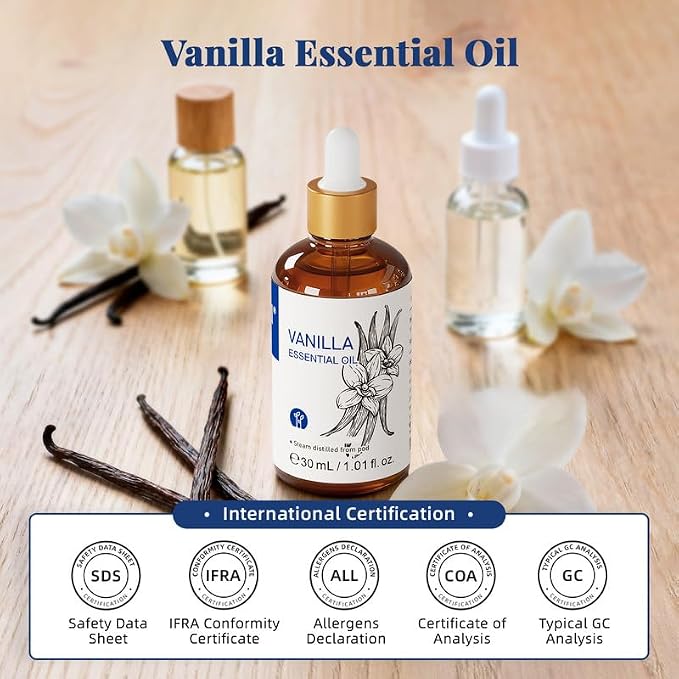 HIQILI Vanilla Essential Oil - 1 Fl Oz / 30ML | Beginner-Friendly for Making Perfume Candle Soap, Diffuser, Body, Skin, Lotion