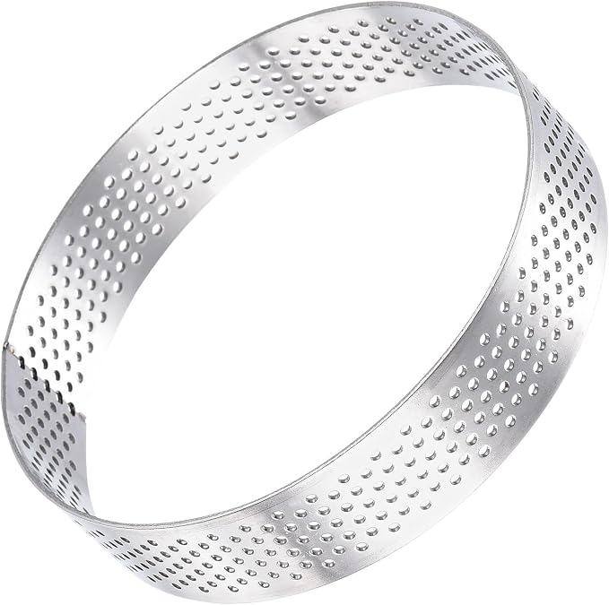 uxcell Stainless Steel Small Cake Rings, Perforated Cake Mousse Ring Kitchen Baking Heat-Resistant 3.5" Diameter, 0.8" Height,for Cake Dessert Biscuit Chocolate, Silver