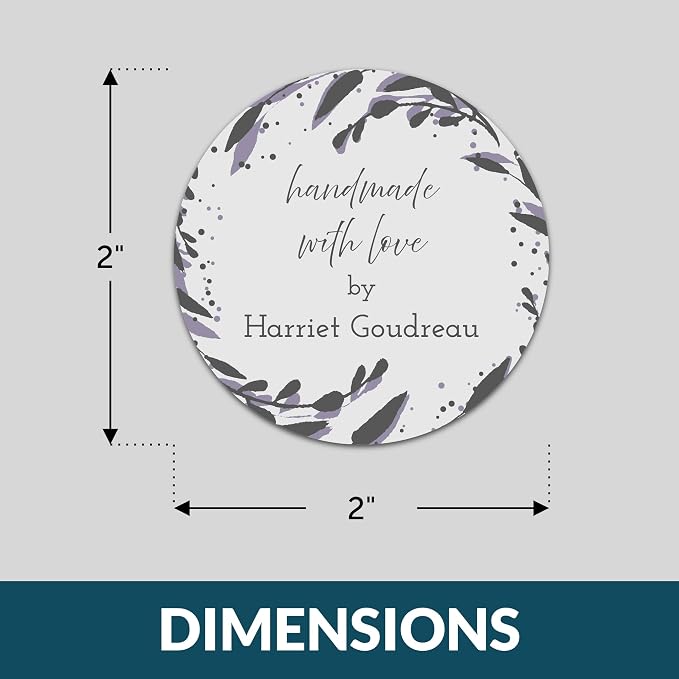Personalized Handmade with Love Stickers – Custom 2" Round Packaging Labels for Small Business Orders, Gifts, Boxes & Envelopes (50–1000 Stickers) (Foliage Edge)