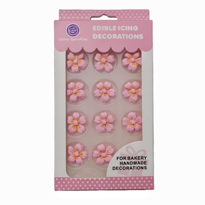 HeDeon&Rles 12 Pcs Edible Cherry Blossom Candy National Cherry Blossom Festival Candy Sprinkles for Baking Cake Icing Pancake Cupcake Decoration Wedding Birthday Christmas Halloween Supplies