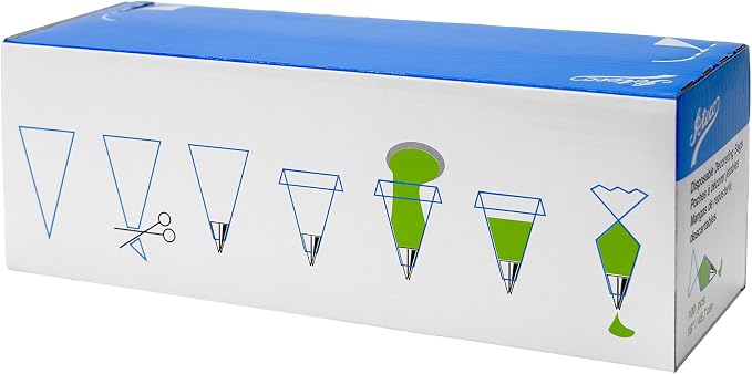 Ateco Plastic Disposable NuPlastiQ Cake Decorating & Piping Bag, 18" - Pack of 1000, White