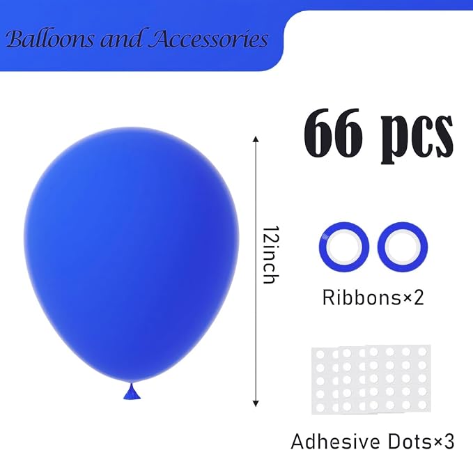 Voircoloria Blue Balloons, 66pack 12inch Blue Latex Party Balloons for Birthday Baby Shower Graduation Wedding Gender Reveal Anniversary Bachelorette Party Decorations