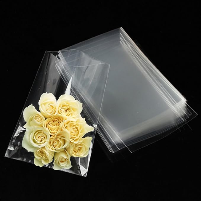 FgfAk 200 Pcs 4x6 Inches Clear Flat Cello/Cellophane Treat Bags Good for Pastry,Bakery,Cookie,Candy and Dessert