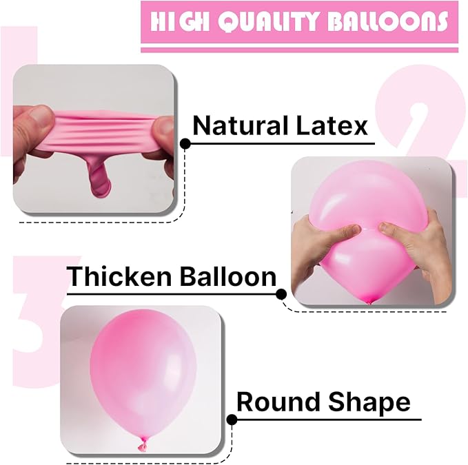 PartyWoo Pink Balloons 100pcs 12 Inch Matte Pink Balloon Arch Kit for Girl Baby Shower Gender Reveal Wedding Bachelorette Engagement Birthday Princess Butterfly Themed Party Decorations Pink-Y11