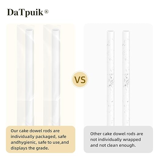DaTpuik 15PCS 6 Inch White Plastic Cake Dowel Rods for Tiered Cake Construction and Stacking Supporting Cake Round Dowels Straws with 0.4 Inch Diameter