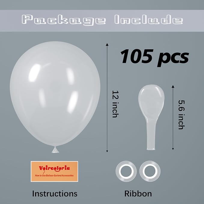 Voircoloria 105pcs Clear Balloons 12inch Party Latex Balloons for Boys Girls Birthday Baby Shower Gender Reveal Wedding Sunflower Party Decorations