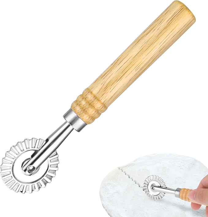 WLLHYF Pasta Cutter Wheel Ravioli Cutter Wheel with Roller Pizza Cutter Wheel Dumpling Lace Making Zinc Alloy Noodle Making Cutter for Kitchen