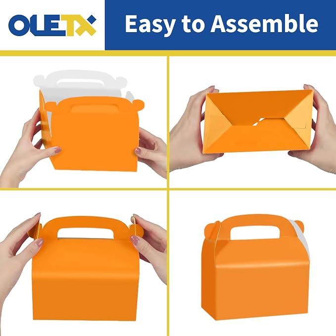30Pcs Orange Party Favor Treat Boxes Goodie Boxes Candy Gable Box | Paper Gift Boxes with Handles. Perfect for Orange Citrus Themed Brunch Party Decoration Supplies