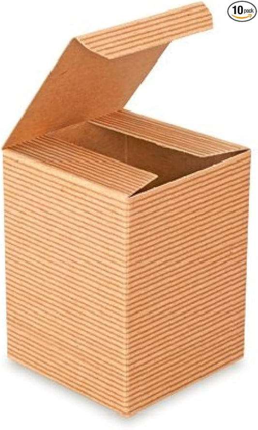 A1 Bakery Supplies Preimer High Kraft Pinstripe Brown Treat Gift Boxes (3 In X 3 In X 4 In) 10 Pack
