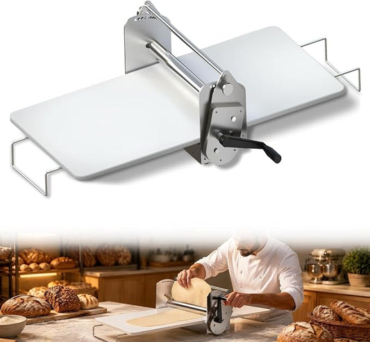 Manual Dough Sheeter, Counter Top Dough Sheeter, Compact Dough Sheeter Machine For Bakery Pizza，12 IN Wide Dough Machine With Adjustable Thickness, 304 Stainless Steel