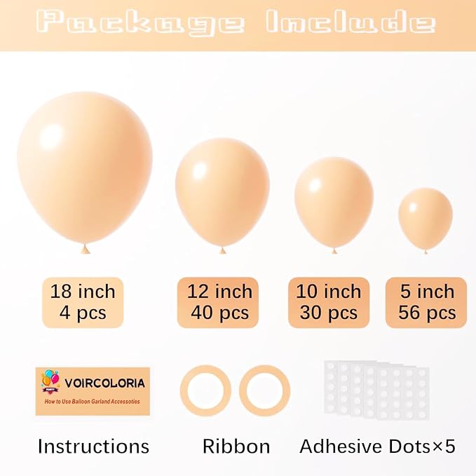 Voircoloria 130pcs Blush Pink Balloons Different Sizes 18" 12" 10" 5" Boho Pink Latex Balloon Garland Arch Kit for Birthday Baby Shower Graduation Wedding Gender Reveal Party Decorations