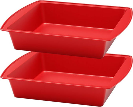 saphe 8 inch Silicone Square Cake Pan Nonstick Silicone Cake Molds, Brownie baking molds for Brownie, Cake, Bread, Pie and Lasagna 2 packs