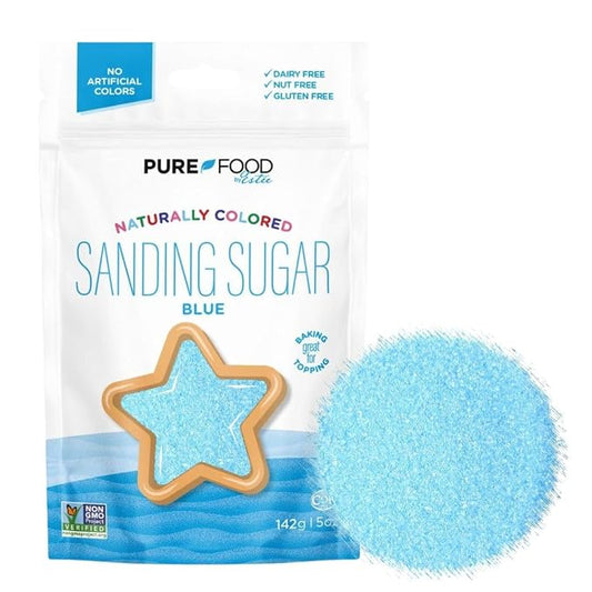 Pure Food Dye Free Blue Sanding Sugar, 5 oz | Naturally Colored Decorating Sugar Sprinkles | Colored Sugar | Great for Baking and Decorating