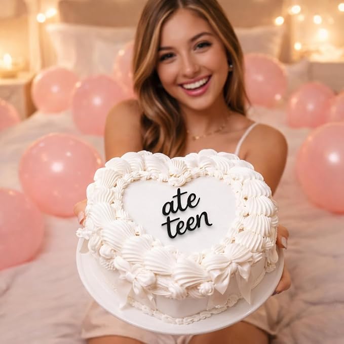 Ate Teen Cake Topper – Acrylic 18th Birthday Cake Decoration, Funny Eighteen Cake Sign, Reusable Cake Topper for Men & Women Party Supplies (Ate teen)