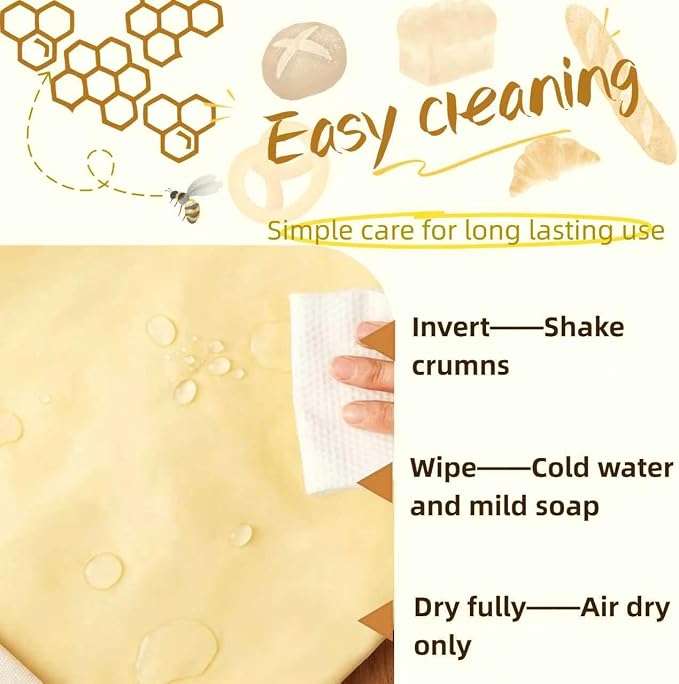 Reusable Beeswax Bread Bags, Bees Wax Lined Cotton Linen Bags for Sourdough & Homemade Bread Storage, Freezer Safe & Airtight to Keep Fresh, 2 Pack 17x13 Inch
