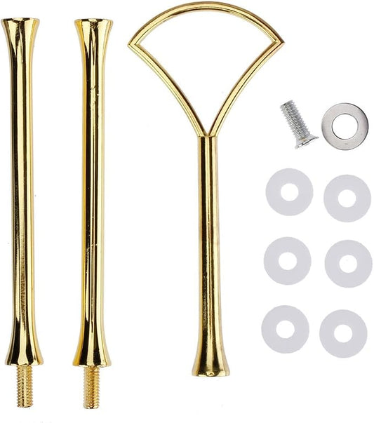 3 Tier 14" Heavy Metal Cake Stand Holder Fruit Plate Stand Fitting Hardware Rod Golden Fan
