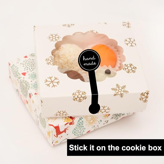 600Pcs Handmade Food Baking Seal Stickers Labels,Black Long Label Bakery Sticker,Self-Adhesive Goods Bakery Stickers Sealing Tamper-Proof Sticker for Pastry Bags Lollipops Candy Cake