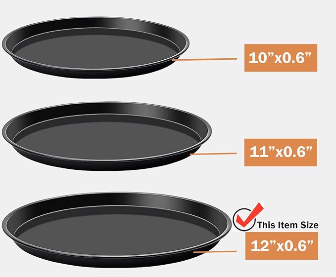 Yomvzake Large Cake Pan, 12 Inch Round Cake Pan Giant Shollow Pan Round Cookie Sheet Black Carbon Steel Tray Pan for Christmas Baking