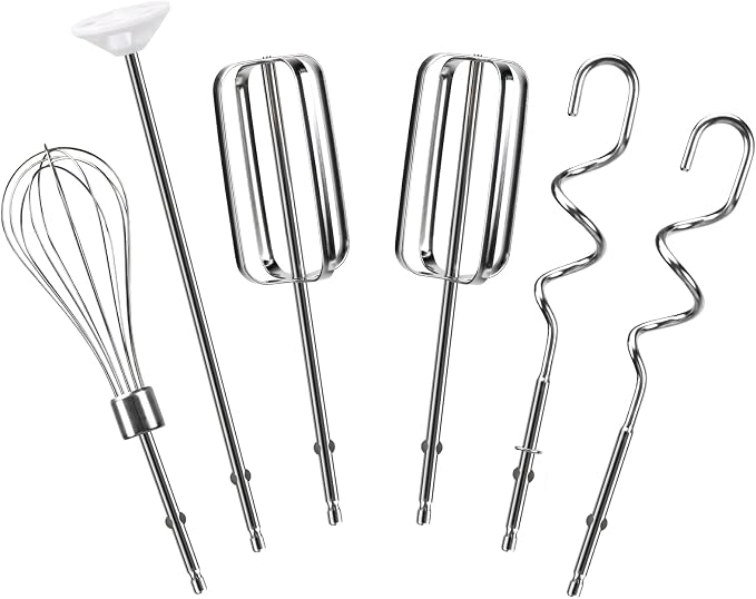 Hand Mixer Beaters Attachments Compatible with Hamilton Beach, Replacement Beater, Dough Hook, Blending Rod, Whisk Parts for 62632R, 62682RZ, 62692, 62695V, 64699 Handheld Mixers Blender - 6 Pack